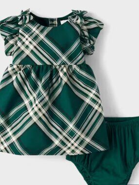 Baby Girl Christmas Plaid Satin Dress 🎄 | The Children’s Place | Flutter Sleeve